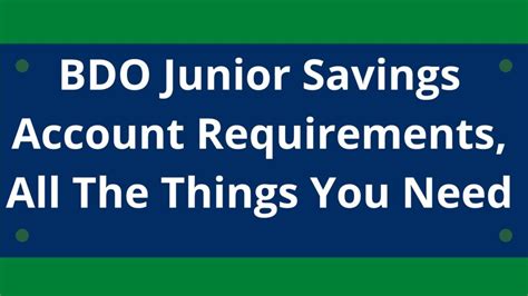 bdo junior savings account requirements 2023